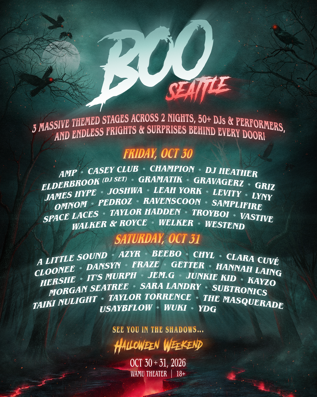 BOO Seattle 2026 lineup by day