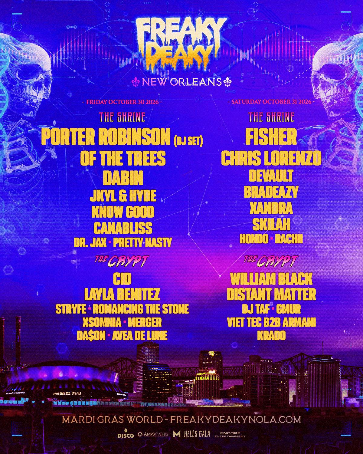 Official Freaky Deaky New Orleans 2026 lineup by day and stage